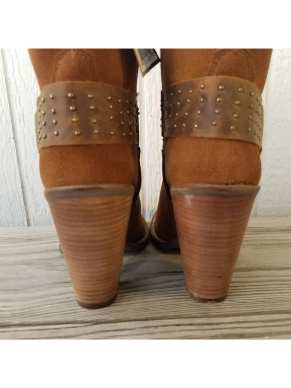 Dingo Songbird Womens Suede Stacked Harness Shortie Side Zip Boots 11 M DI2189